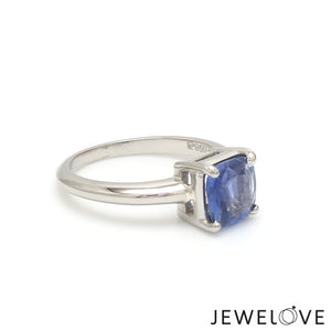 Cushion Cut Blue Sapphire Platinum Ring JL PT 1316   Jewelove