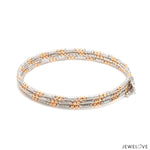 Load image into Gallery viewer, Japanese 3-row Platinum &amp; Rose Gold Bracelet for Women with Diamond Cut Balls JL PTB 1276
