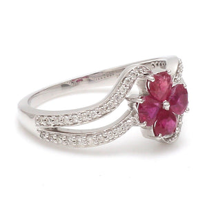 Designer Platinum Heart Ruby Diamond Ring for Women JL PT R8190