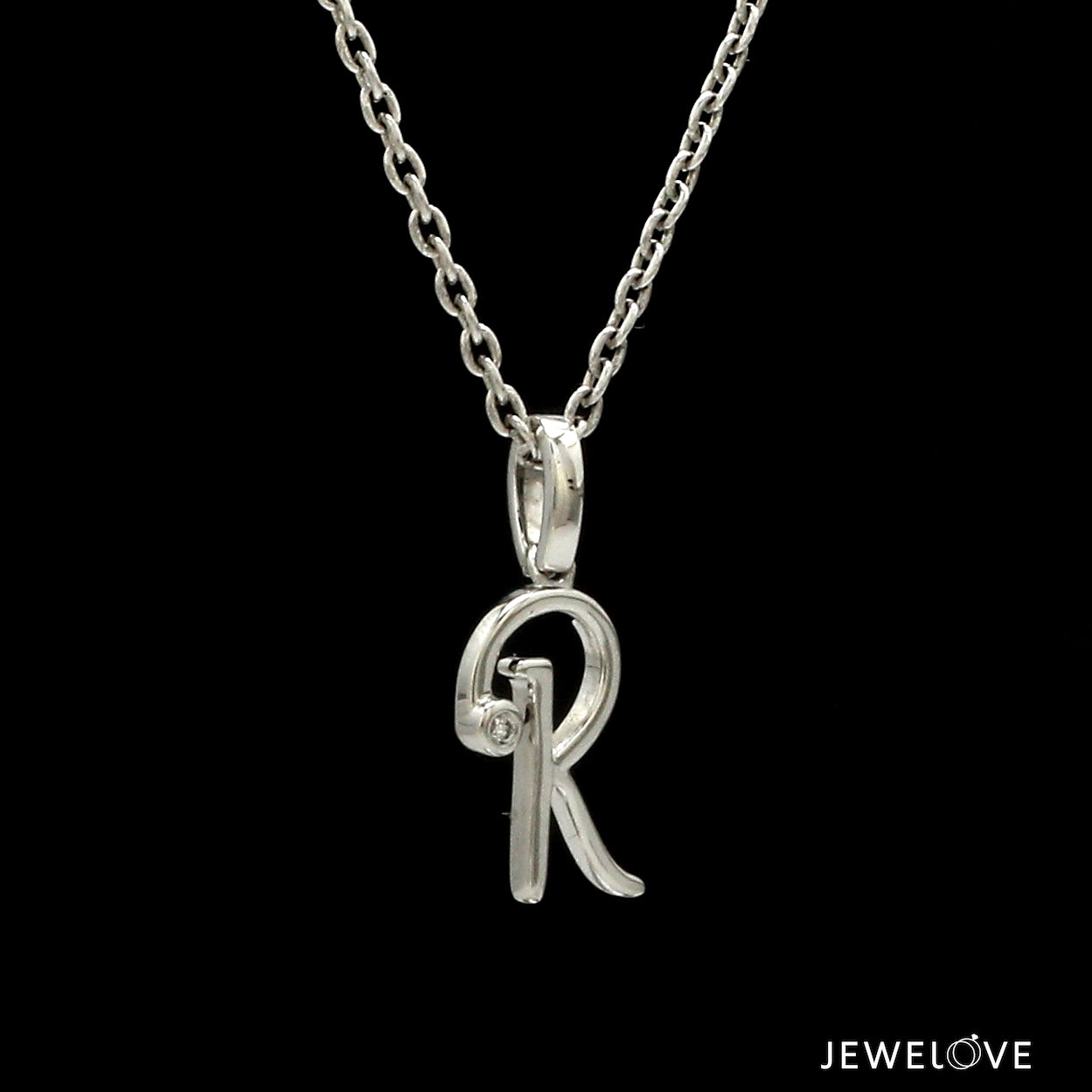 Platinum R Alphabet Diamond Pendant JL PT P 339