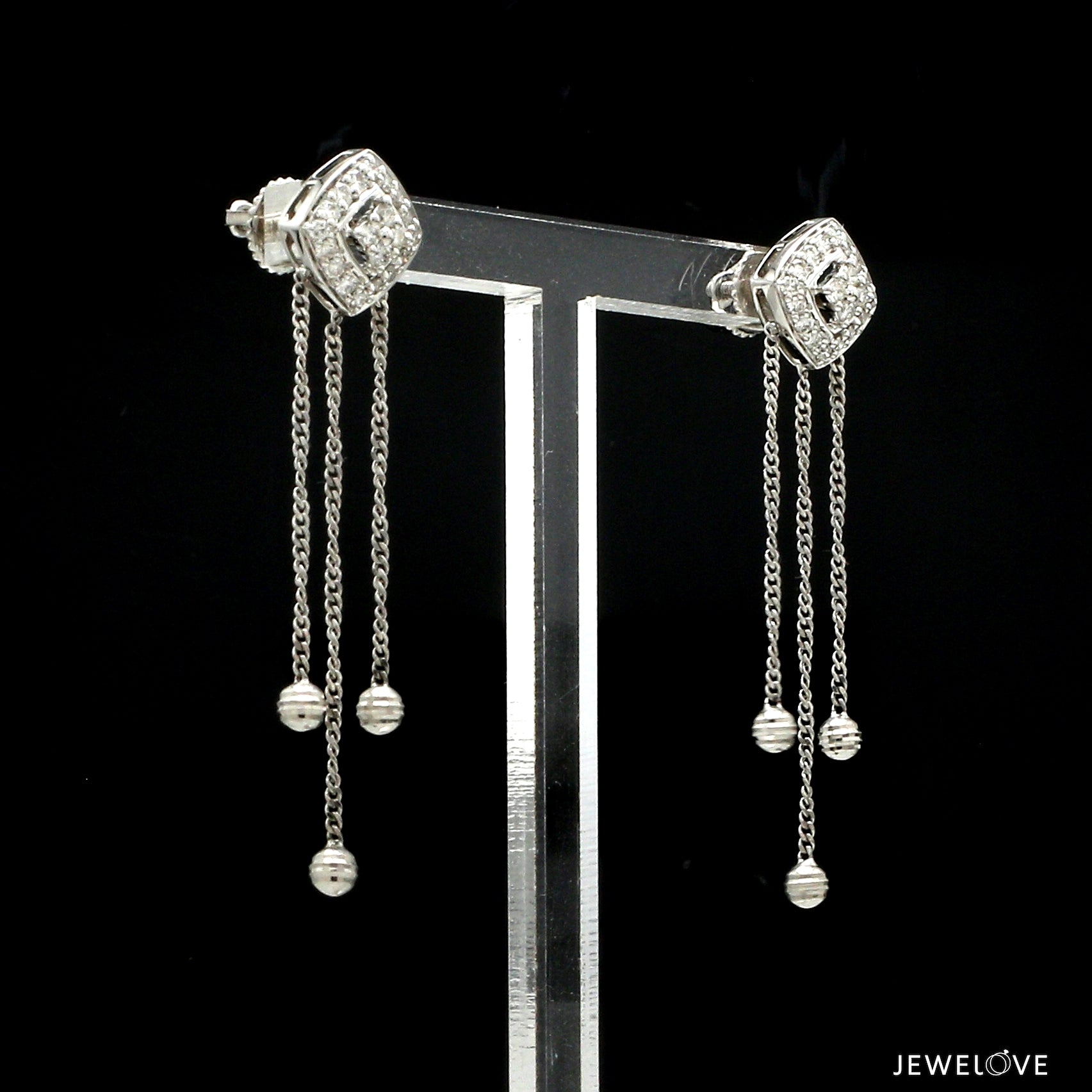 Elegant Platinum Evara Diamond Necklace & Earrings with Diamonds for Women JL PTN 717