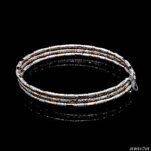 Japanese 3-row Platinum & Rose Gold Bracelet for Women with Diamond Cut Balls JL PTB 1264