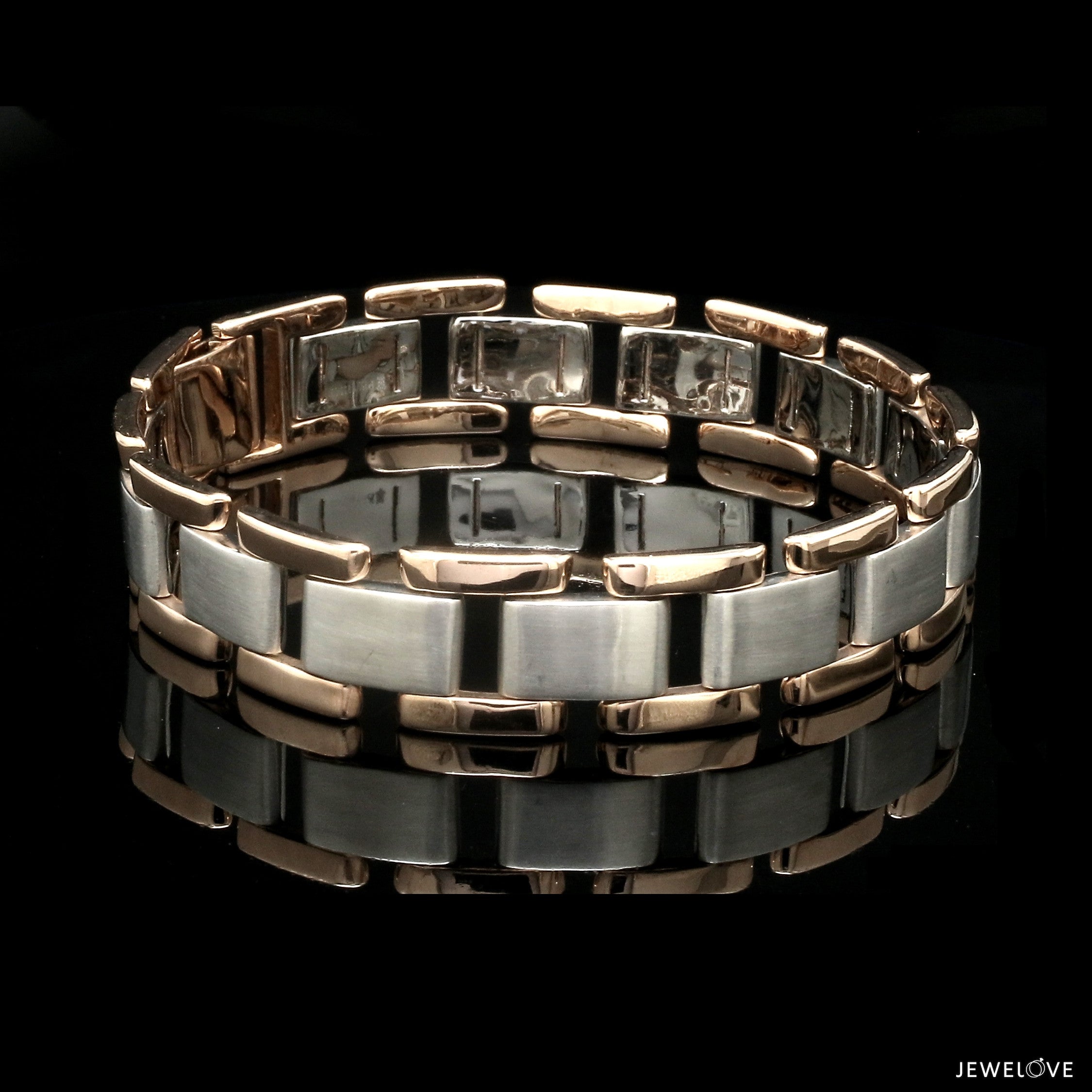 Men of Platinum | 13mm Platinum & Rose Gold Heavy Bracelet for Men JL PTB 1283