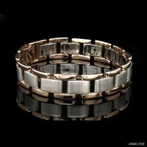 Men of Platinum | 13mm Platinum & Rose Gold Heavy Bracelet for Men JL PTB 1283