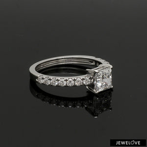 70-Pointer Princess Cut Solitaire Diamond Shank Platinum Ring JL PT 1313-B   Jewelove.US