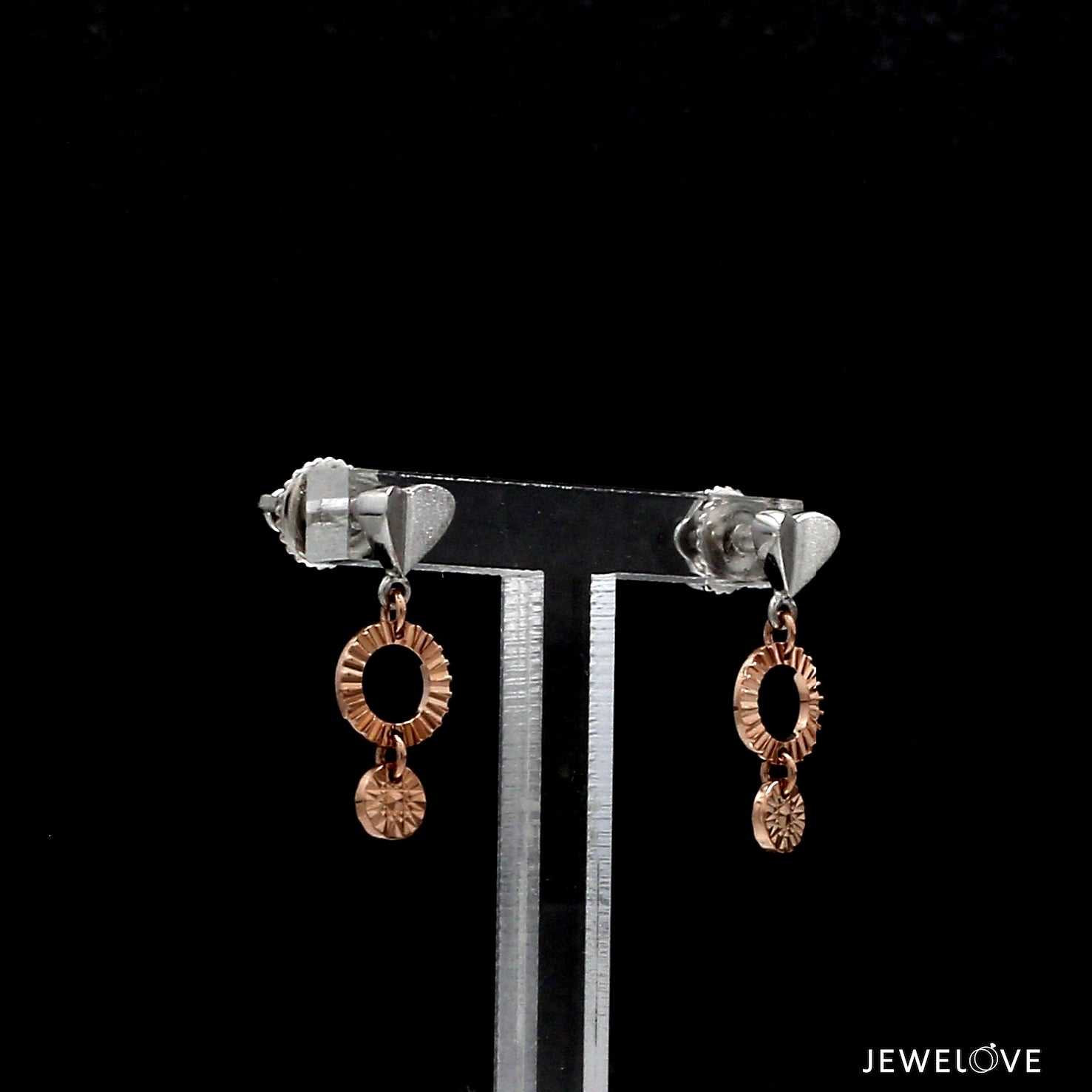 Designer Plain Platinum & Rose Gold Earrings JL PT E 213