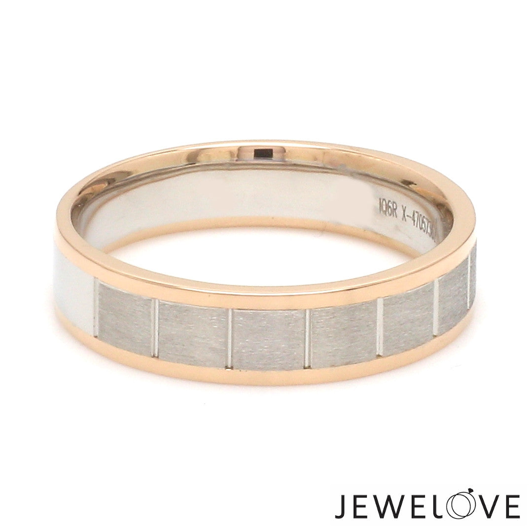 Unique Shape Platinum Love Bands with Rose Gold Border JL PT 648-RG Plain