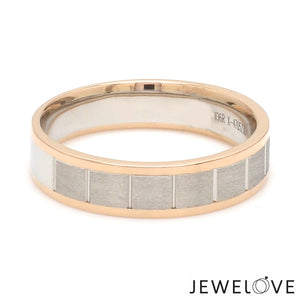 Unique Shape Platinum Love Bands with Rose Gold Border JL PT 648-RG Plain