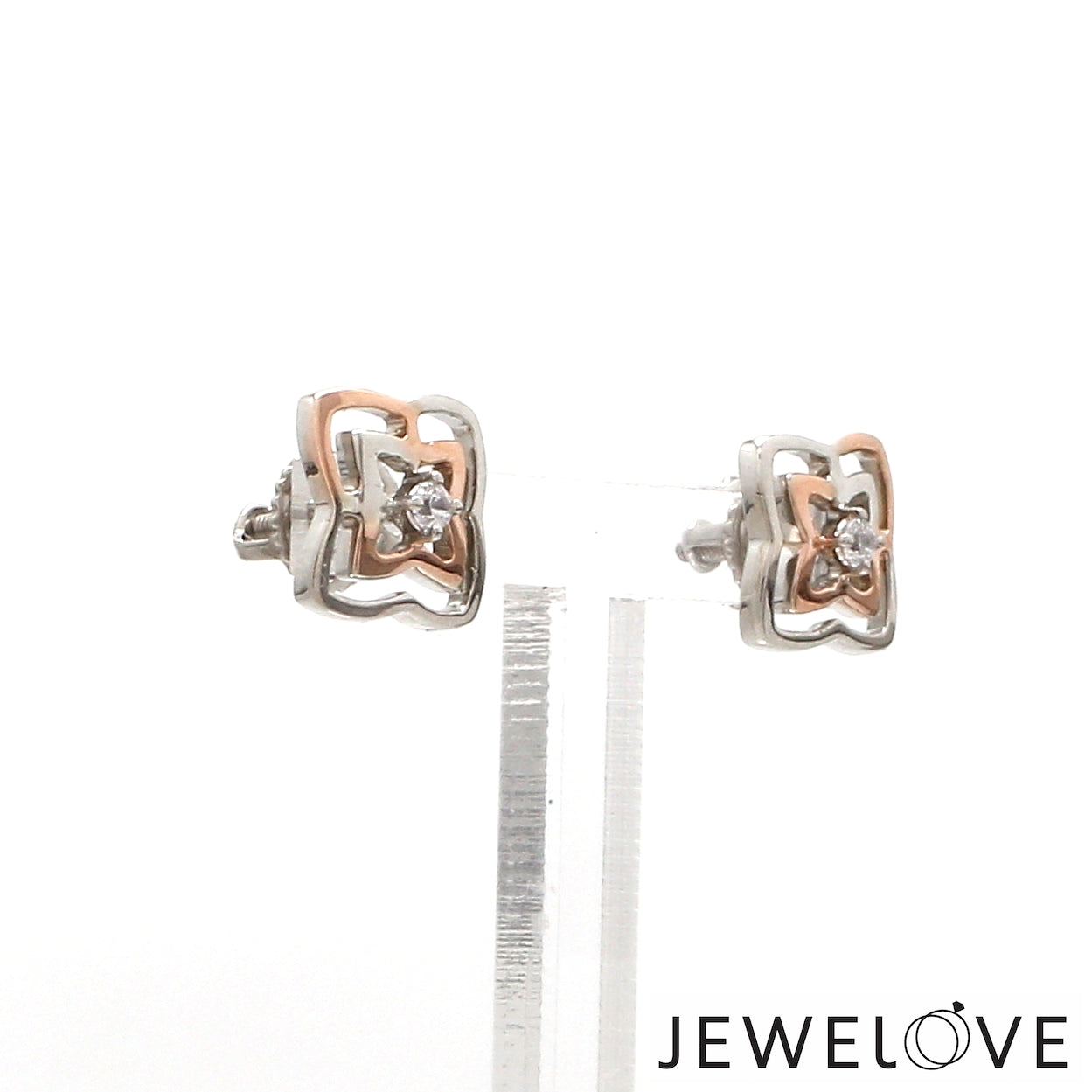 Platinum Rose Gold Diamond Earrings for Women JL PT E 348