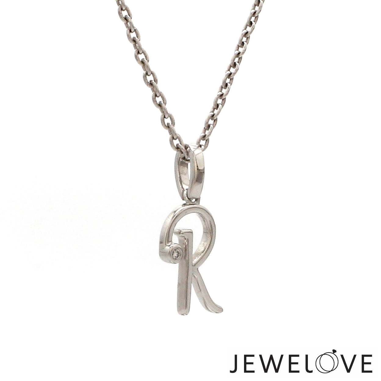 Platinum R Alphabet Diamond Pendant JL PT P 339