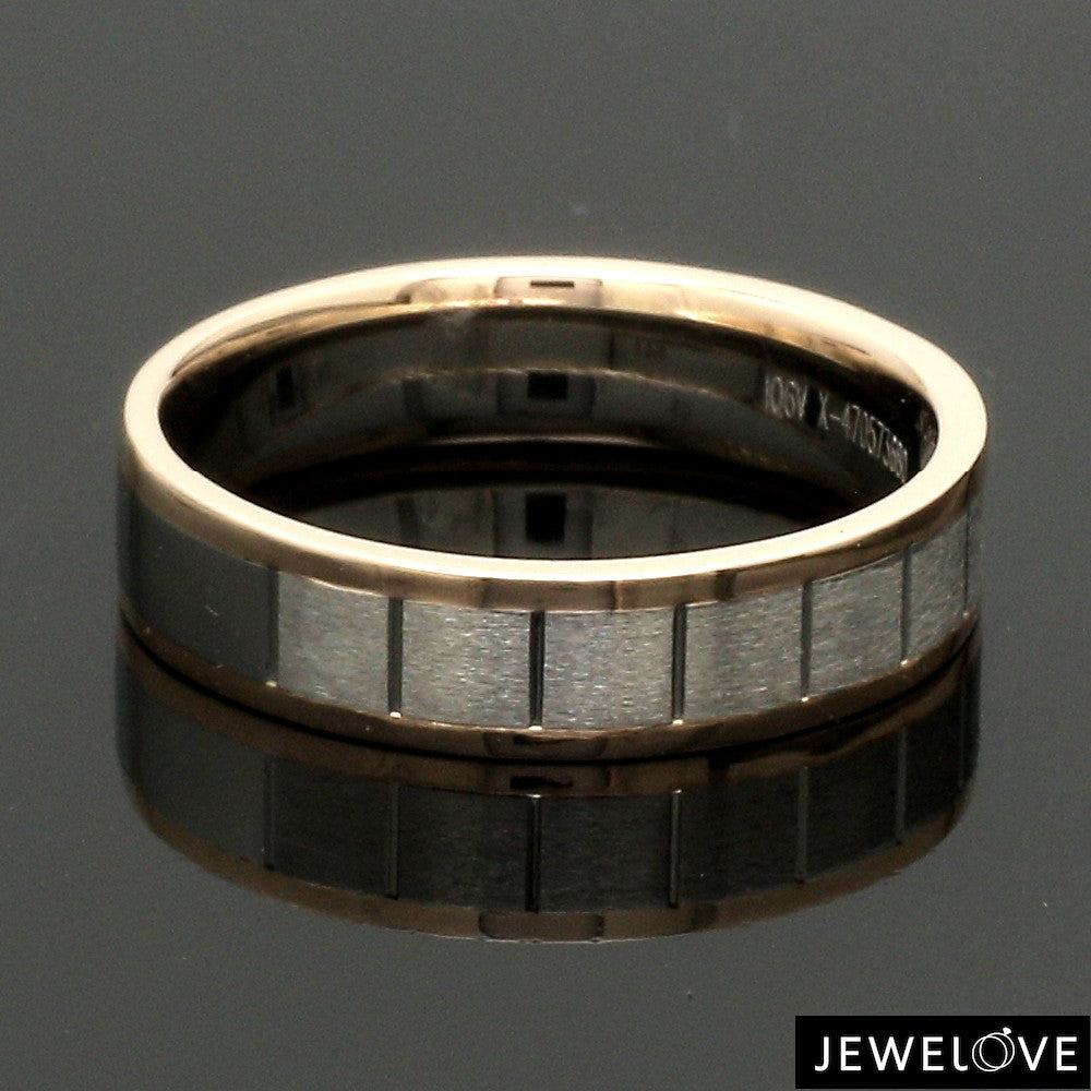 Unique Shape Platinum Love Bands with Rose Gold Border JL PT 648-RG Plain