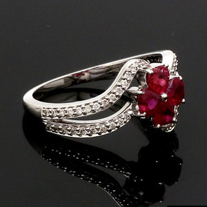 Designer Platinum Heart Ruby Diamond Ring for Women JL PT R8190