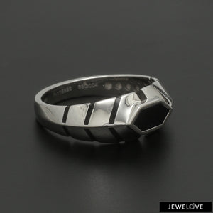 Platinum Ring with Black Enamel for Men JL PT 1310   Jewelove.US