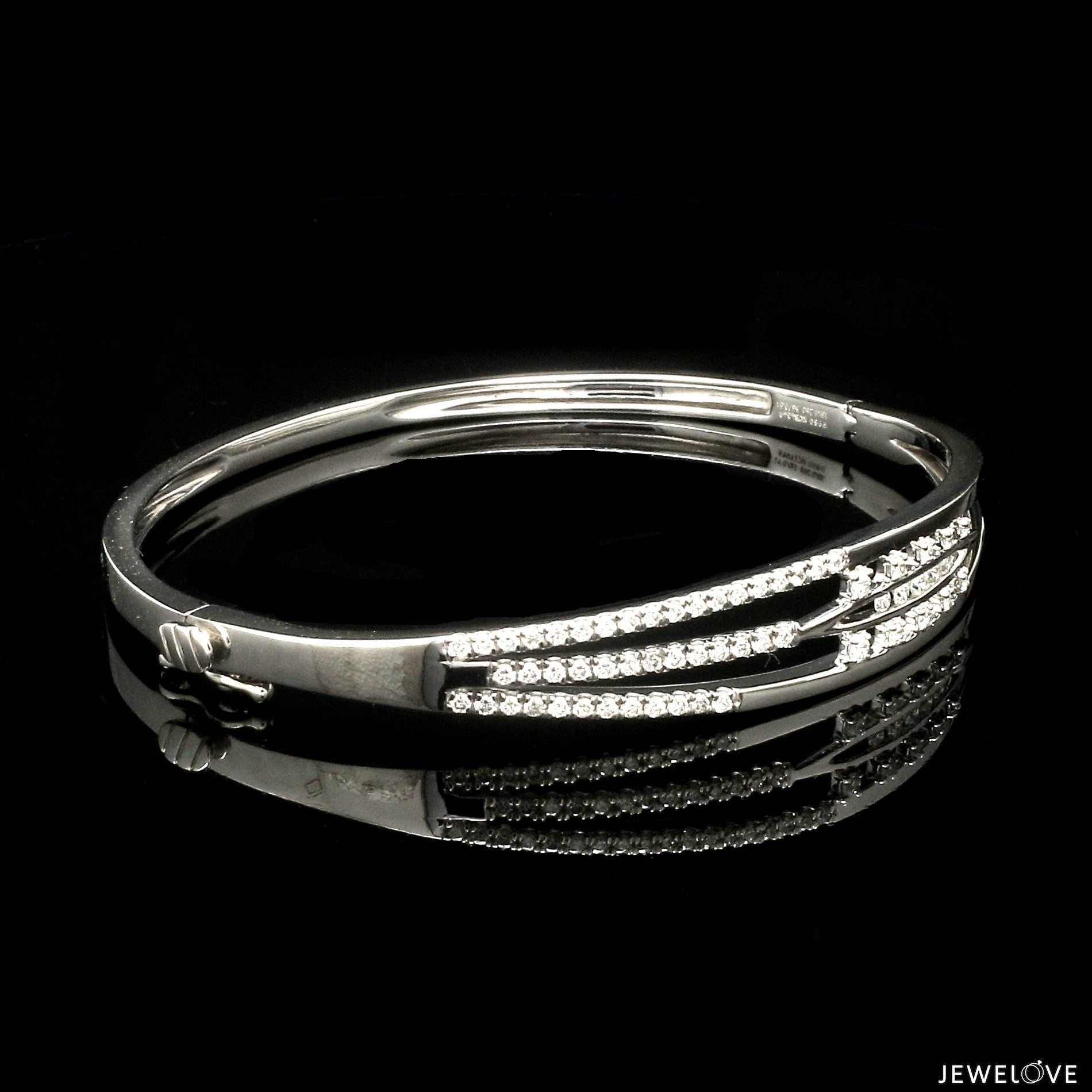 Designer Oval Platinum Bracelet with Diamonds SJ PTB 109