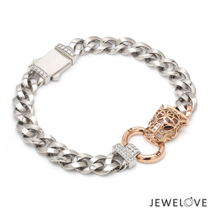 Platinum Rose Gold Jaguar Diamond Bracelet for Men JL PTB 1233