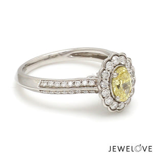 Yellow Diamond Platinum Ring with Halo Split Diamond JL PT YD 1370