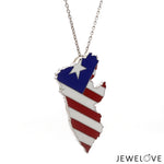 Load image into Gallery viewer, Customised Platinum Liberia Flag Pendant with Red &amp; Blue Enamel JL PT P Liberia   Jewelove.US
