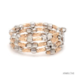 Load image into Gallery viewer, Japanese 3 Row Flexible Platinum Rose Gold Fusion Ring with Diamond Cutting JL PT 1383
