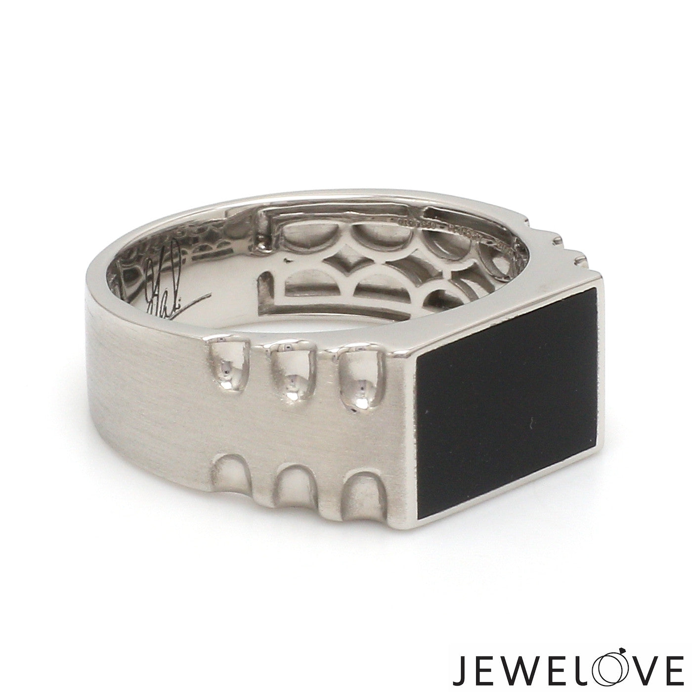 Men of Platinum | Heavy Black Enamel Ring for Men JL PT MSD 1371