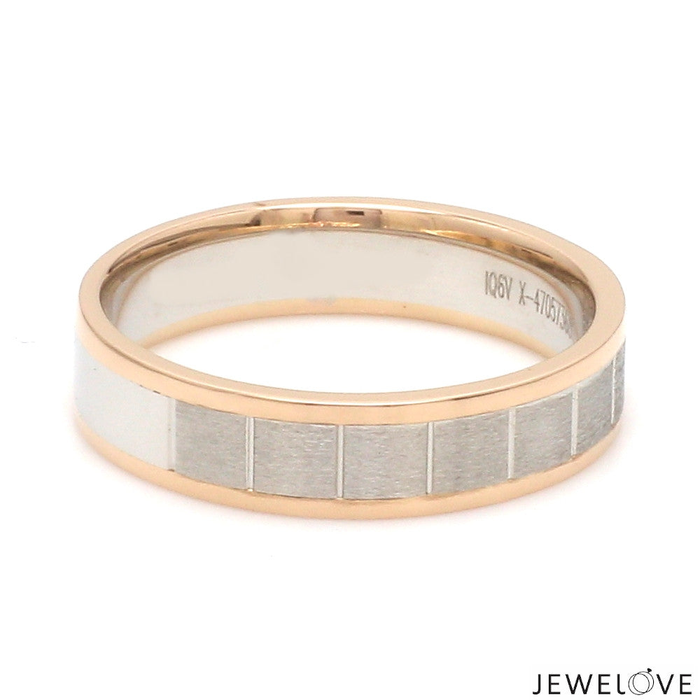 Unique Shape Platinum Love Bands with Rose Gold Border JL PT 648-RG Plain