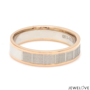 Unique Shape Platinum Love Bands with Rose Gold Border JL PT 648-RG Plain