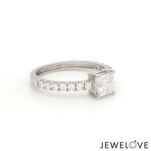 70-Pointer Princess Cut Solitaire Diamond Shank Platinum Ring JL PT 1313-B   Jewelove.US