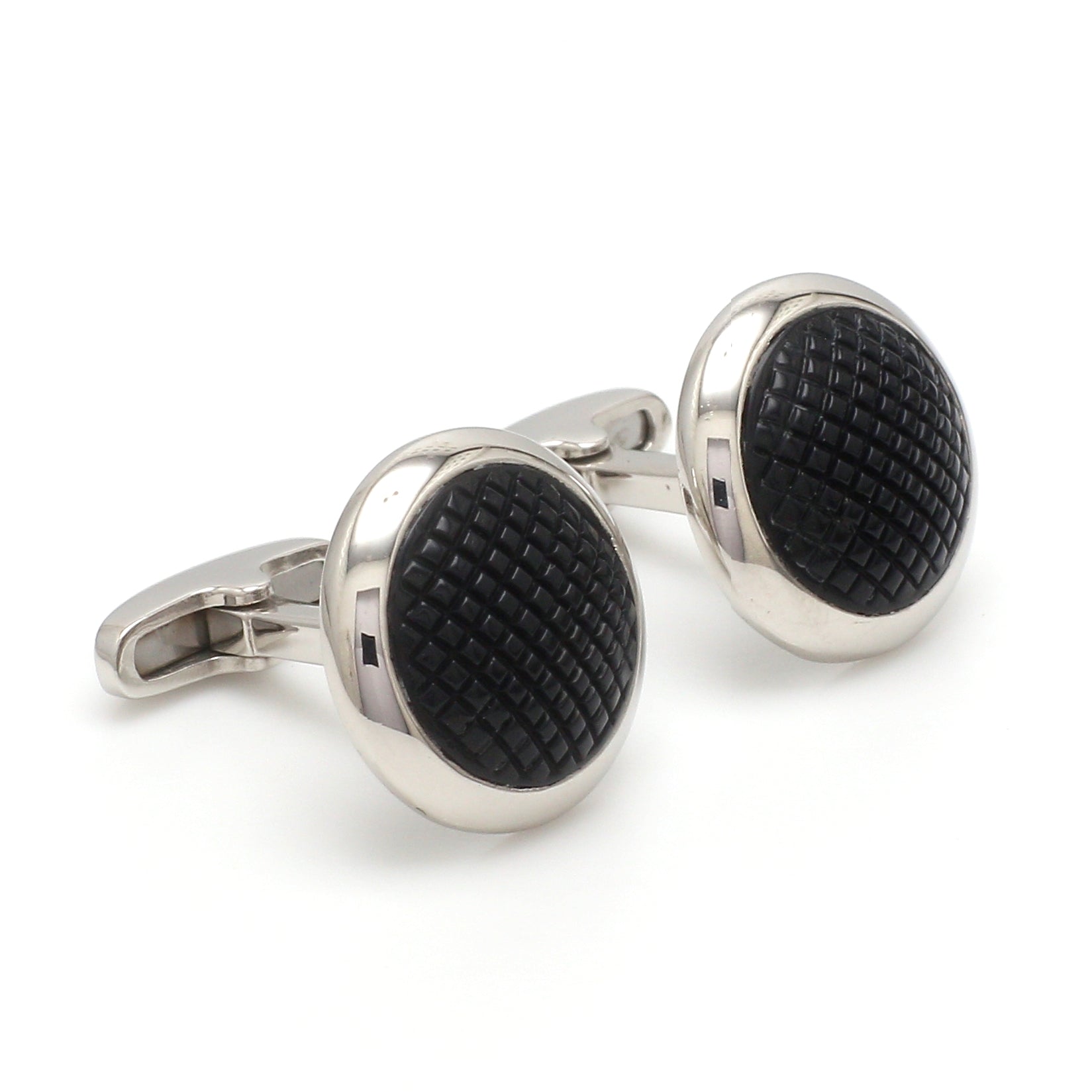 Platinum Cufflinks with Black Stone for Men JL PT C 02   Jewelove