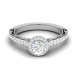 Load image into Gallery viewer, 1-Carat Solitaire Halo Diamond Shank Platinum Ring for Women JL PT RV RD 137-D
