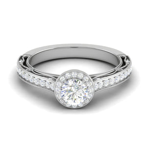 1-Carat Solitaire Halo Diamond Shank Platinum Ring for Women JL PT RV RD 137-D