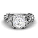 Load image into Gallery viewer, 50-Pointer Solitaire Square Halo Diamond Twisted Shank Platinum Ring JL PT REHS1530
