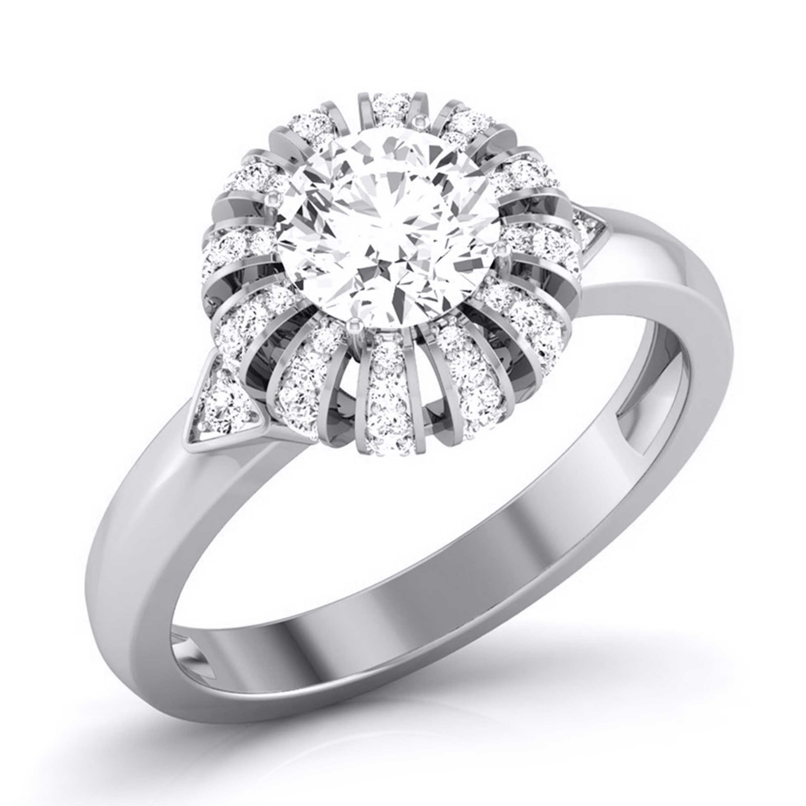 30-Pointer Solitaire Designer Platinum Diamond Ring  for Women JL PT 8052