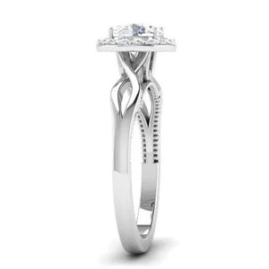 50-Pointer Solitaire Halo Platinum Twisted Shank Engagement Ring JL PT 6579-A