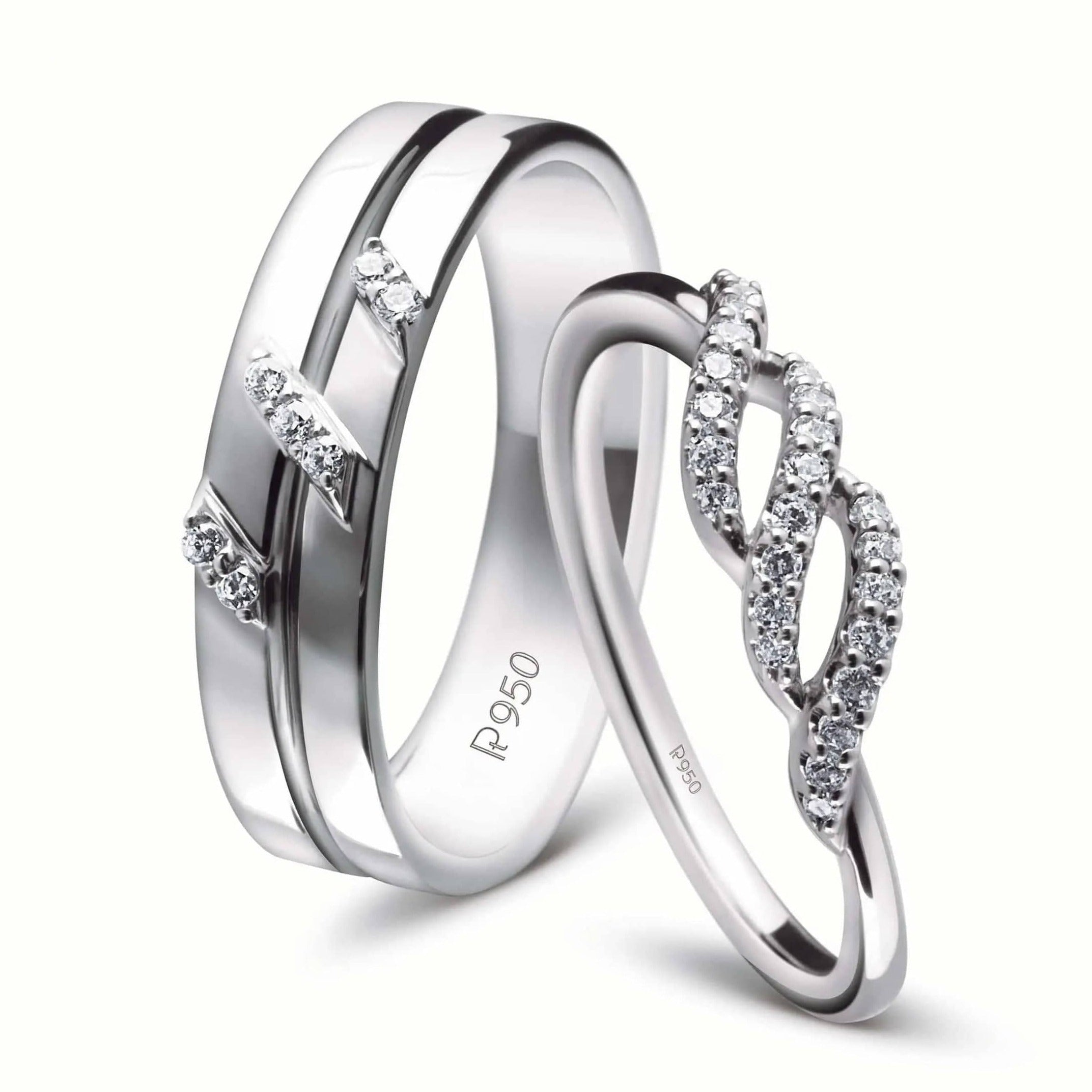 Designer Platinum Couple Rings with Diamonds JL PT 452