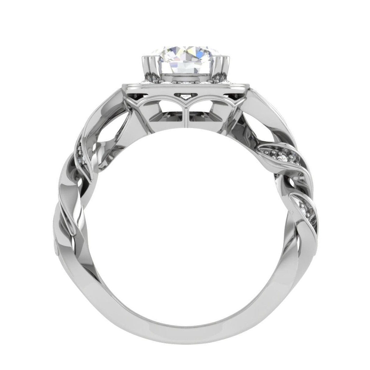 2-Carat Lab Grown Solitaire Square Halo Diamond Twisted Shank Platinum Ring JL PT LG G REHS1530-D