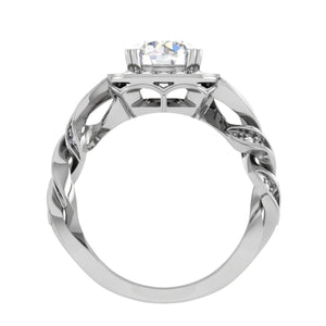 1.50-Carat Lab Grown Solitaire Square Halo Diamond Twisted Shank Platinum Ring JL PT LG G REHS1530-C