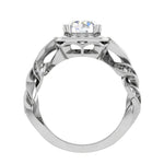 Load image into Gallery viewer, 50-Pointer Solitaire Square Halo Diamond Twisted Shank Platinum Ring JL PT REHS1530
