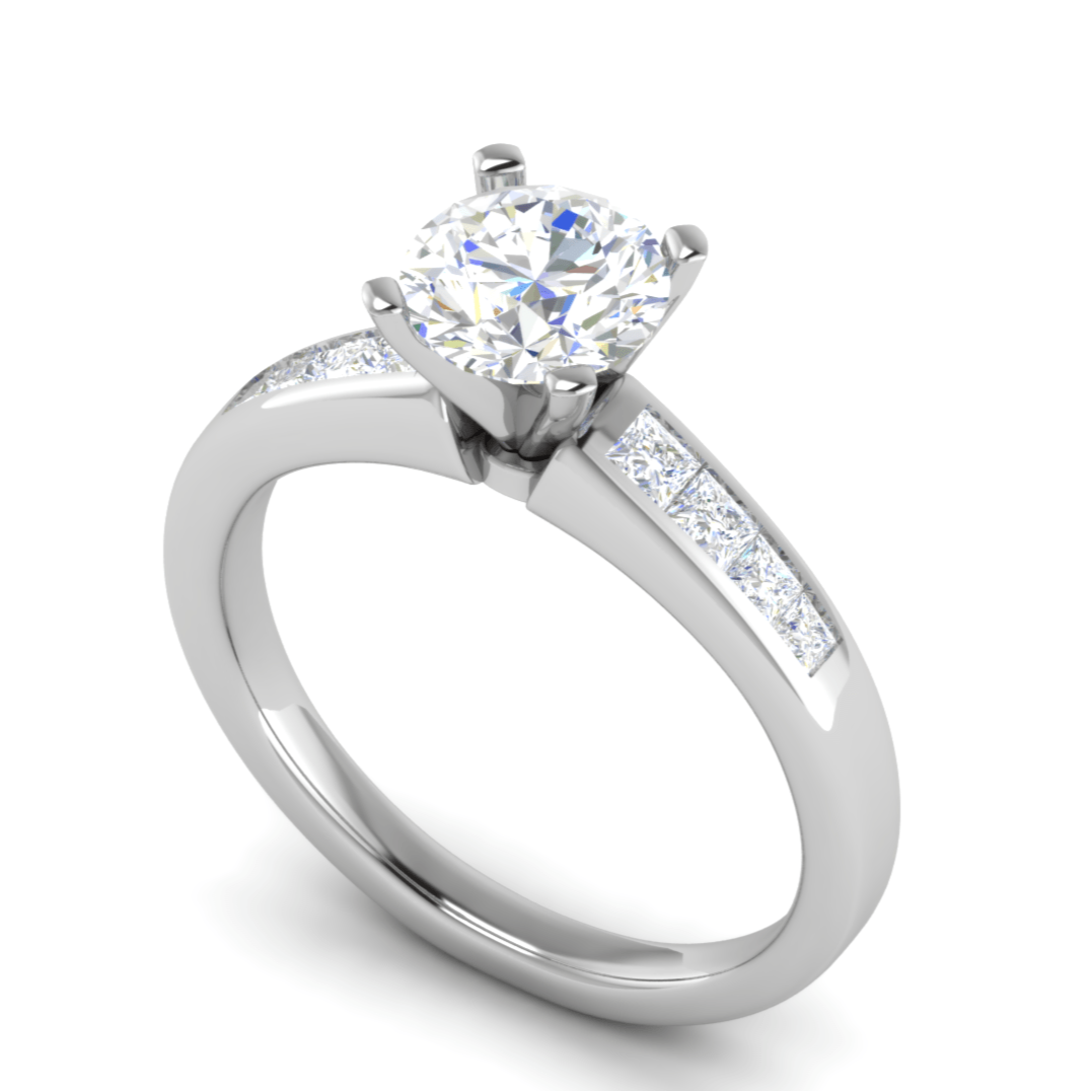 2-Carat Lab Grown Solitaire with Princess cut Diamond Shank Platinum Ring JL PT RC PR LG G 186-D