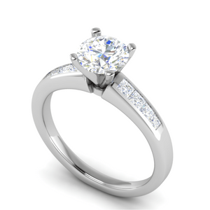 1-Carat Solitaire with Princess cut Diamond Shank Platinum Ring JL PT RC PR 186-C