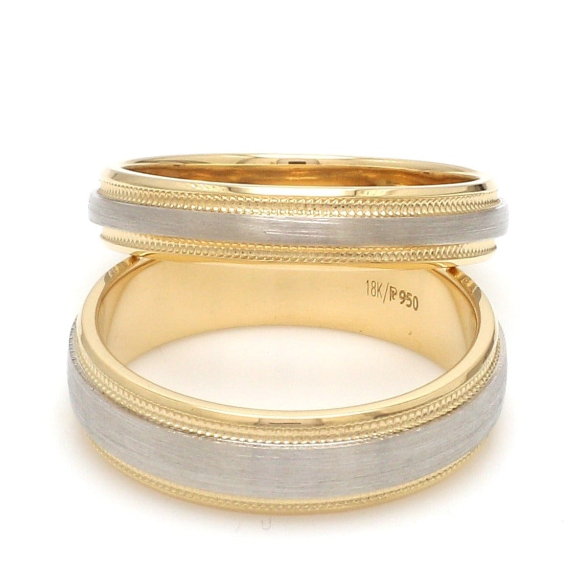 Milgrain Edge Platinum & Yellow Gold Couple Rings JL PT 636