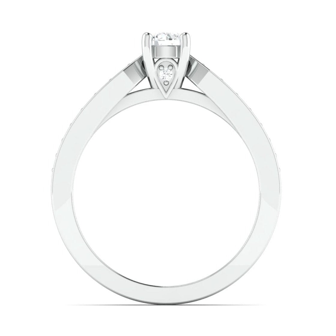 Designer Platinum Solitaire Ring with Diamond Accents JL PT 672