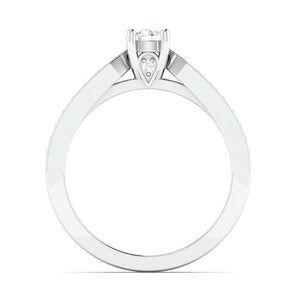 Designer Platinum Solitaire Ring with Diamond Accents JL PT 672