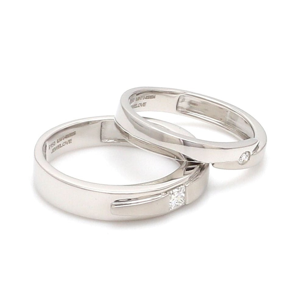 Conjoining Platinum Rings for Couples with Single Diamonds JL PT 599