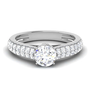 2-Carat Lab Grown Solitaire Two Row Diamond Shank Platinum Engagement Ring JL PT LG G 6989-D