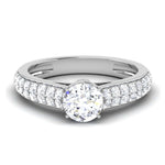 Load image into Gallery viewer, 30-Pointer Platinum Two Row Diamond Shank Solitaire Engagement Ring JL PT 6989
