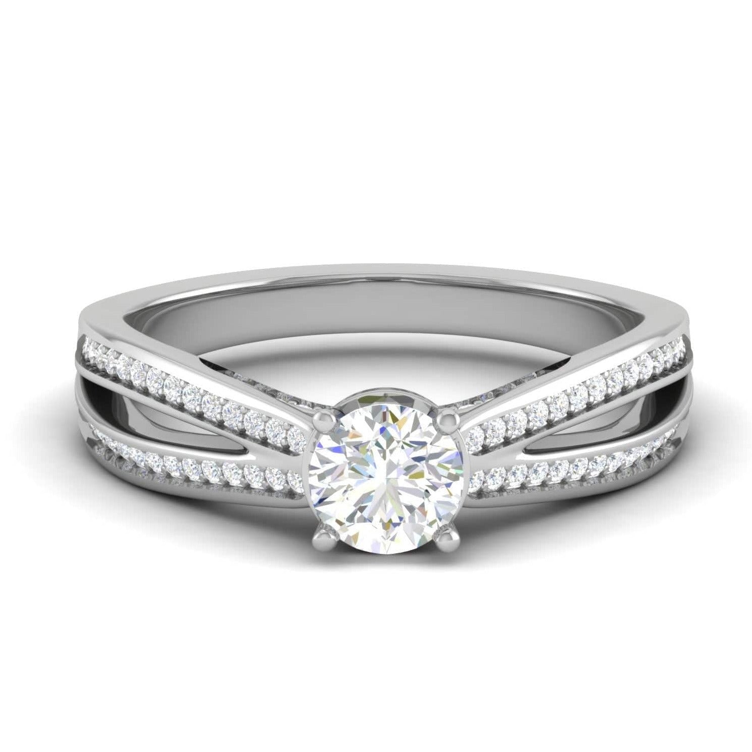 70-Pointer Solitaire Diamond Split Shank Platinum Ring JL PT RP RD 165-B