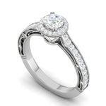 Load image into Gallery viewer, 1-Carat Solitaire Halo Diamond Shank Platinum Ring for Women JL PT RV RD 137-D
