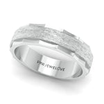 Load image into Gallery viewer, Designer Rough Texture Platinum Band with Cut Edges JL PT 663
