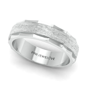 Designer Rough Texture Platinum Band with Cut Edges JL PT 663