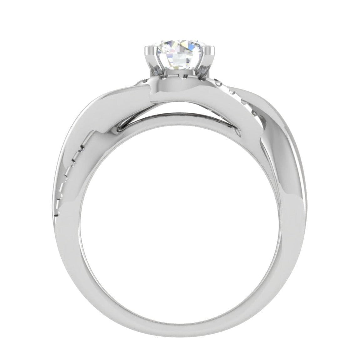 70-Pointer Solitaire Platinum Diamond Single Twisted Shank Engagement Ring JL PT WB6007E-B