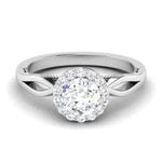 Load image into Gallery viewer, 30-Pointer Solitaire Halo Platinum Twisted Shank Engagement Ring JL PT 6579
